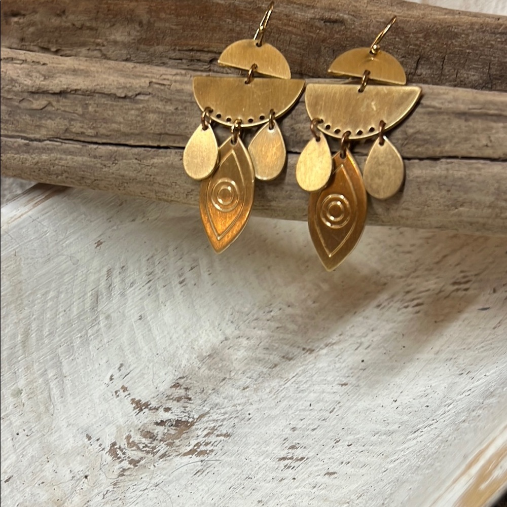 Elegant Gold tone Evil Eye Dangle Earrings